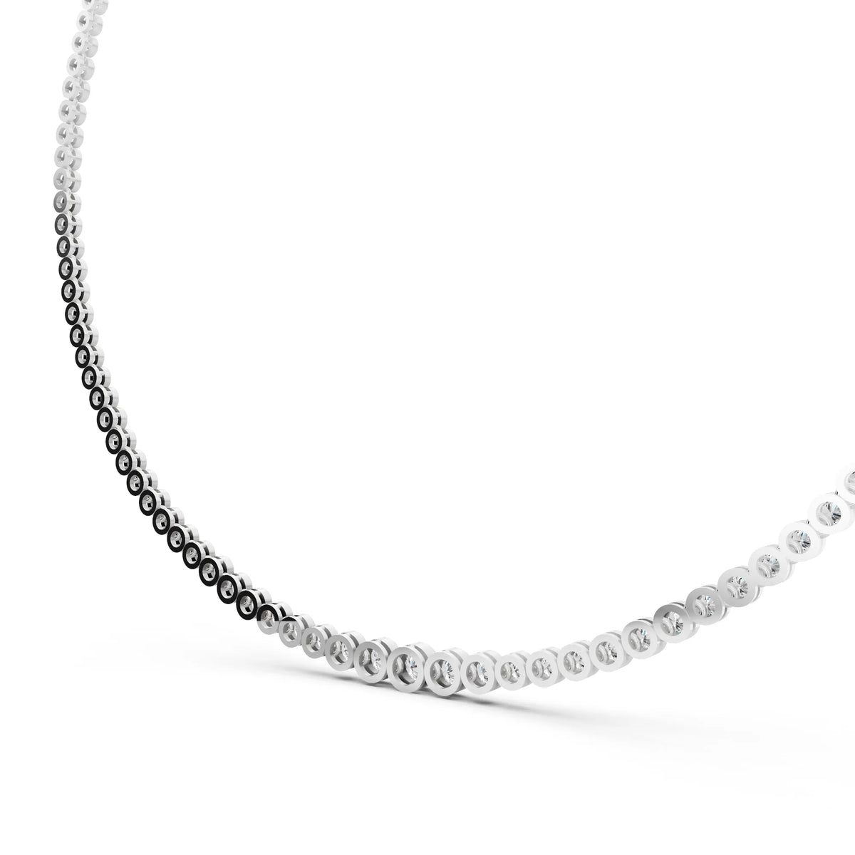 Bezel Graduated Lab Grown Diamond Tennis Chain Necklace, view 6