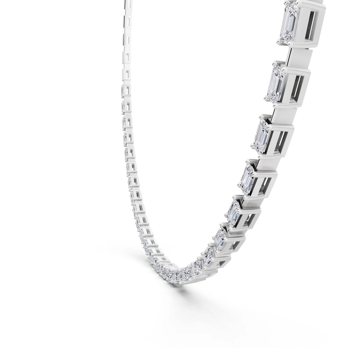 Statement Emerald Cut Brilliant Lab Grown Diamond Necklace, view 6