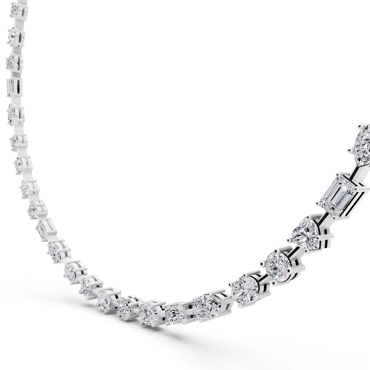 Round Oval Marquise Alternating Lab Grown Diamond Necklace, view 4