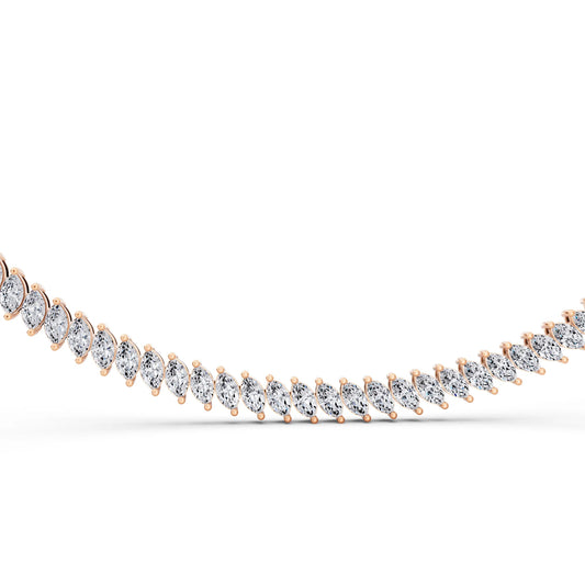 Rose Gold Marquise Oval Lab Grown Diamond Necklace, view 2