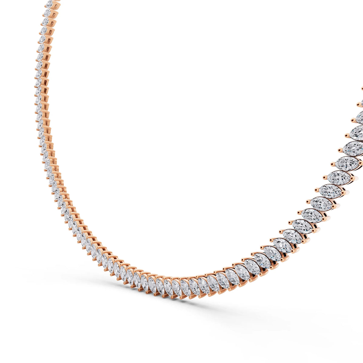 Rose Gold Marquise Oval Lab Grown Diamond Necklace, view 4