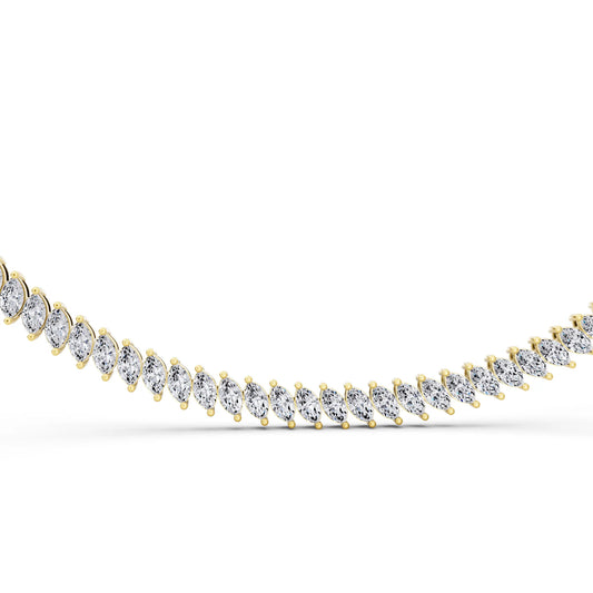 Yellow Gold Marquise Oval Lab Grown Diamond Necklace, view 2