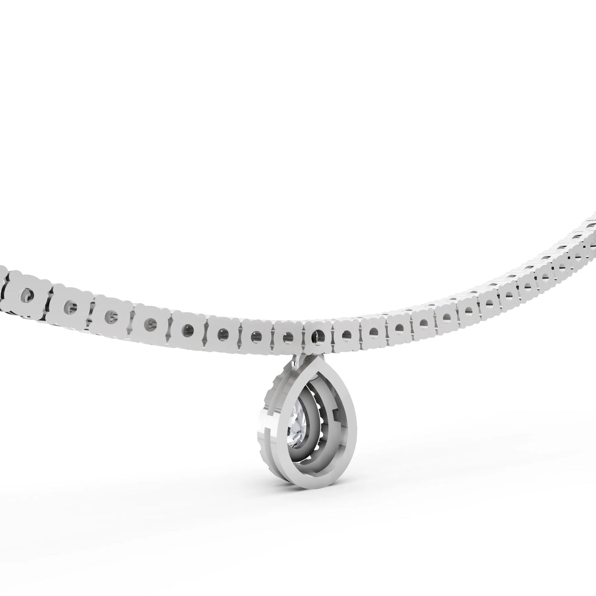 Teardrop Pear Round Lab Grown Diamond Pendant Necklace, view 6