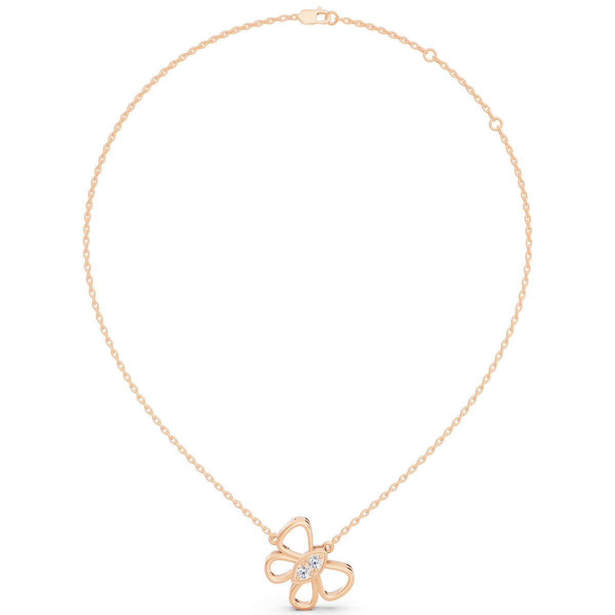 Rose Gold Floral Bow Lab Grown Diamond Pendant, view 6