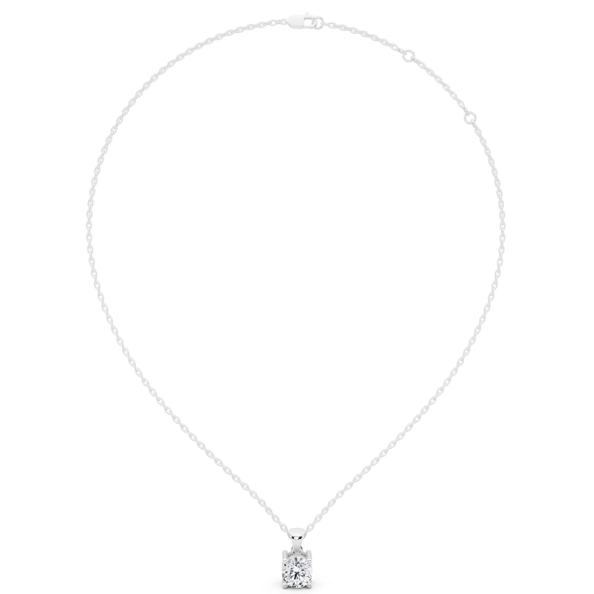Round Lab Grown Diamond Four Prong Solitaire Pendant, view 3