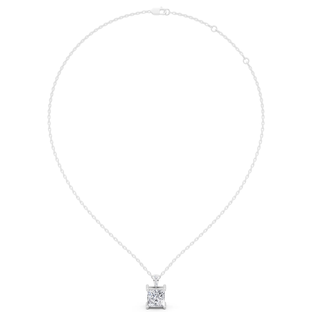 Princess Lab Grown Diamond Solitaire Pendant, view 3