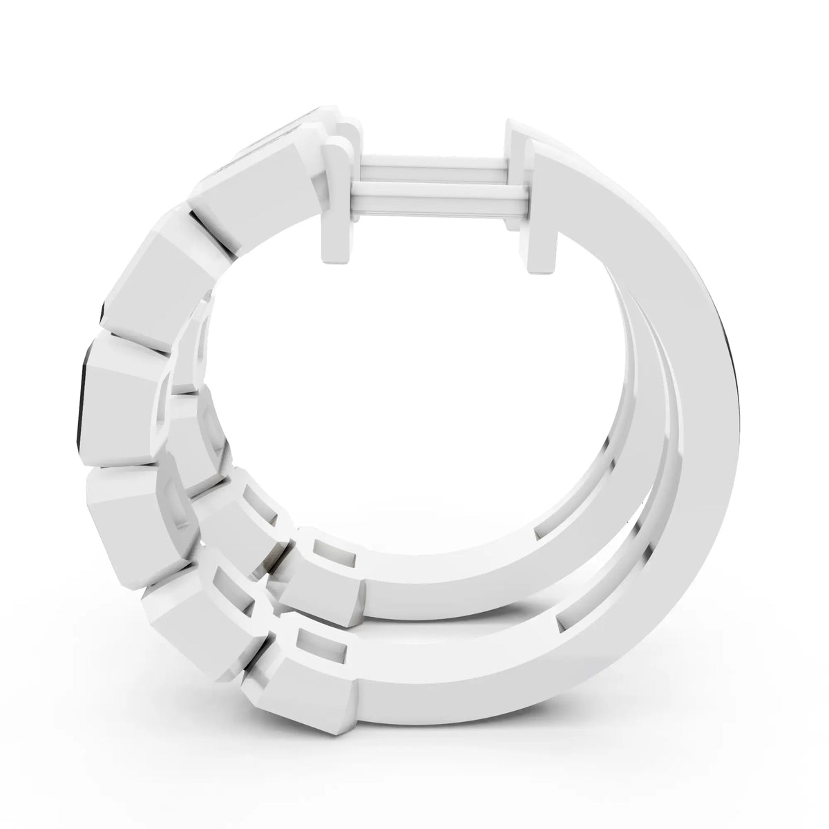 Round Lab Grown Diamond Pave Hoop Earrings, right side view