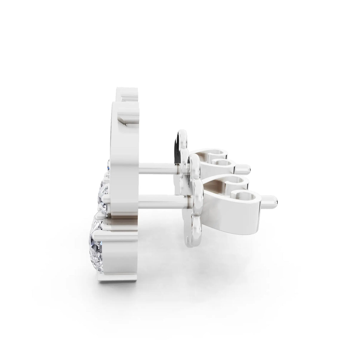 Lab Grown Diamond Heart Drop Earrings, right side view