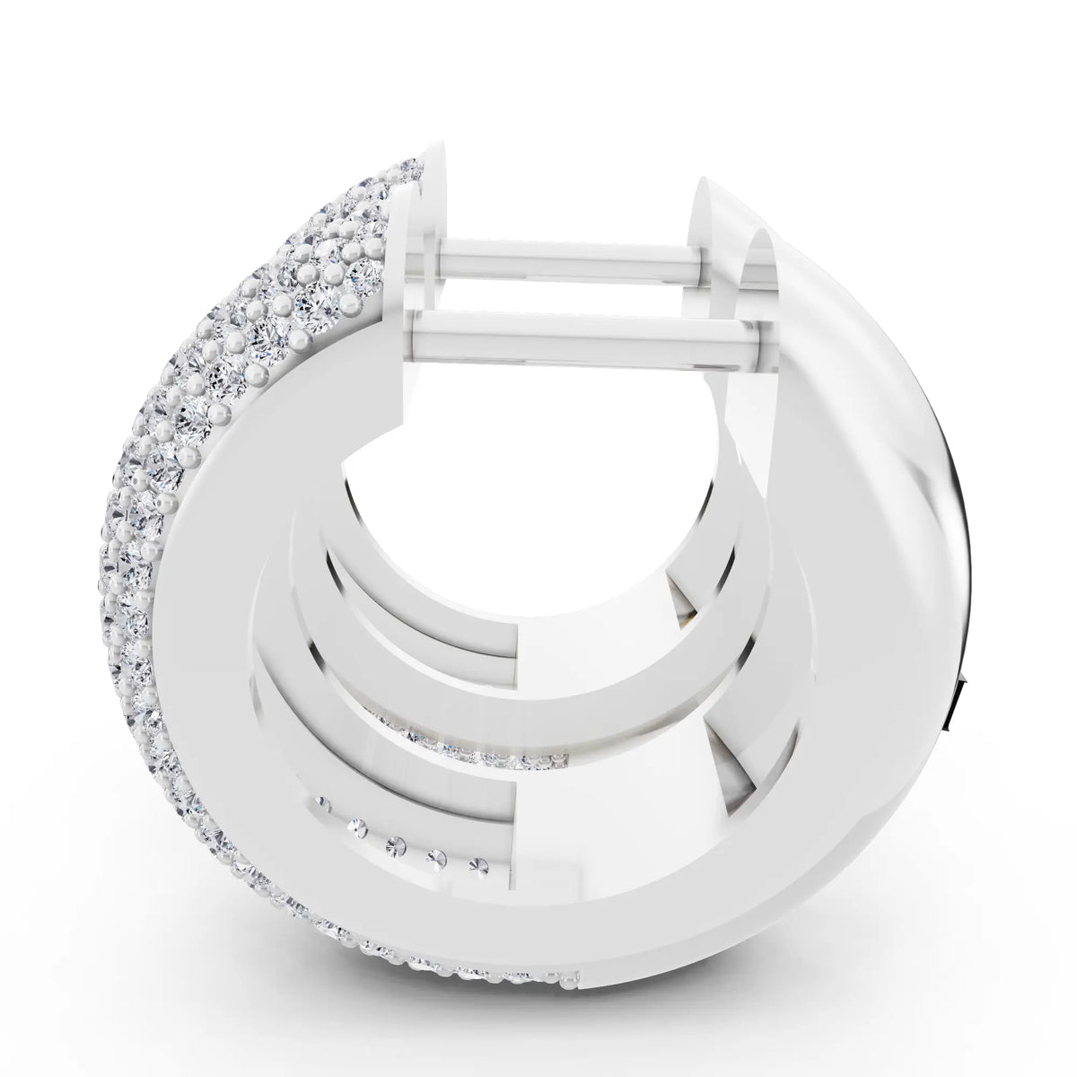 Lab Grown Diamond Full Pave Chunky Hoop Earrings, right side view
