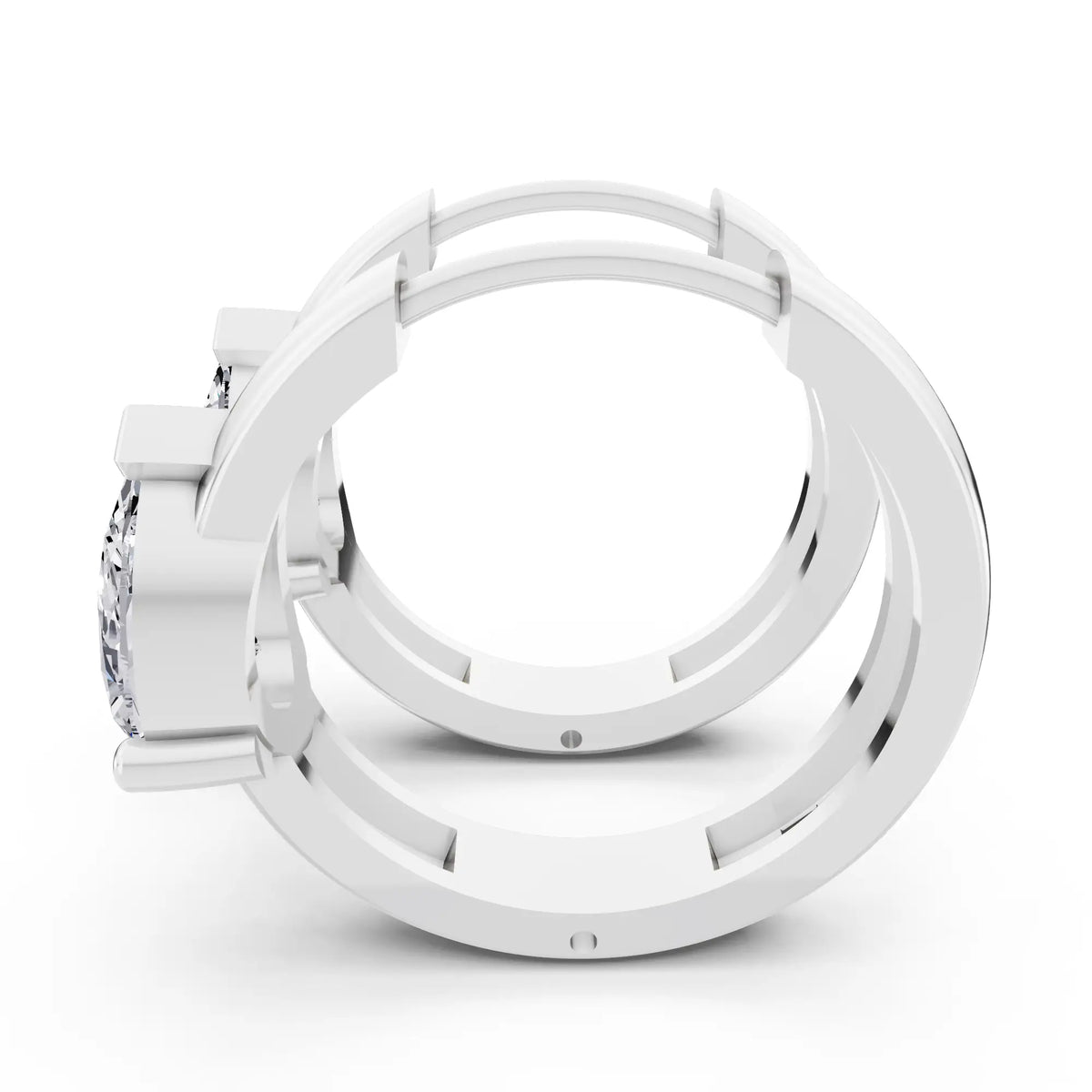 Pear Lab Grown Diamond Charm Hoop Earrings, right side view
