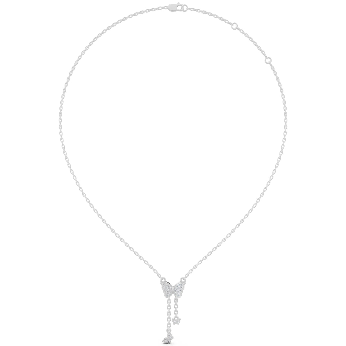 Butterfly Dangling Chain Lab Grown Diamond Pendant, view 6