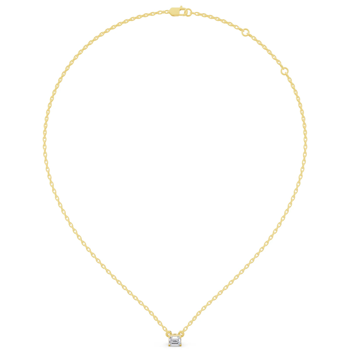 Yellow Gold Emerald Lab Grown Diamond Solitaire Pendant, view 6