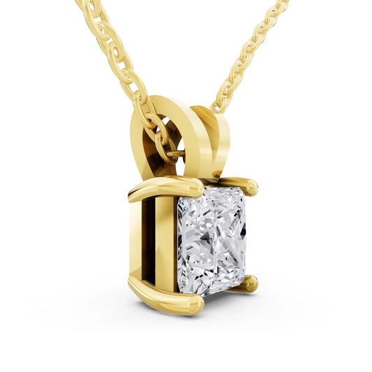 Yellow Gold Princess Lab Grown Diamond V Bail Pendant, view 2