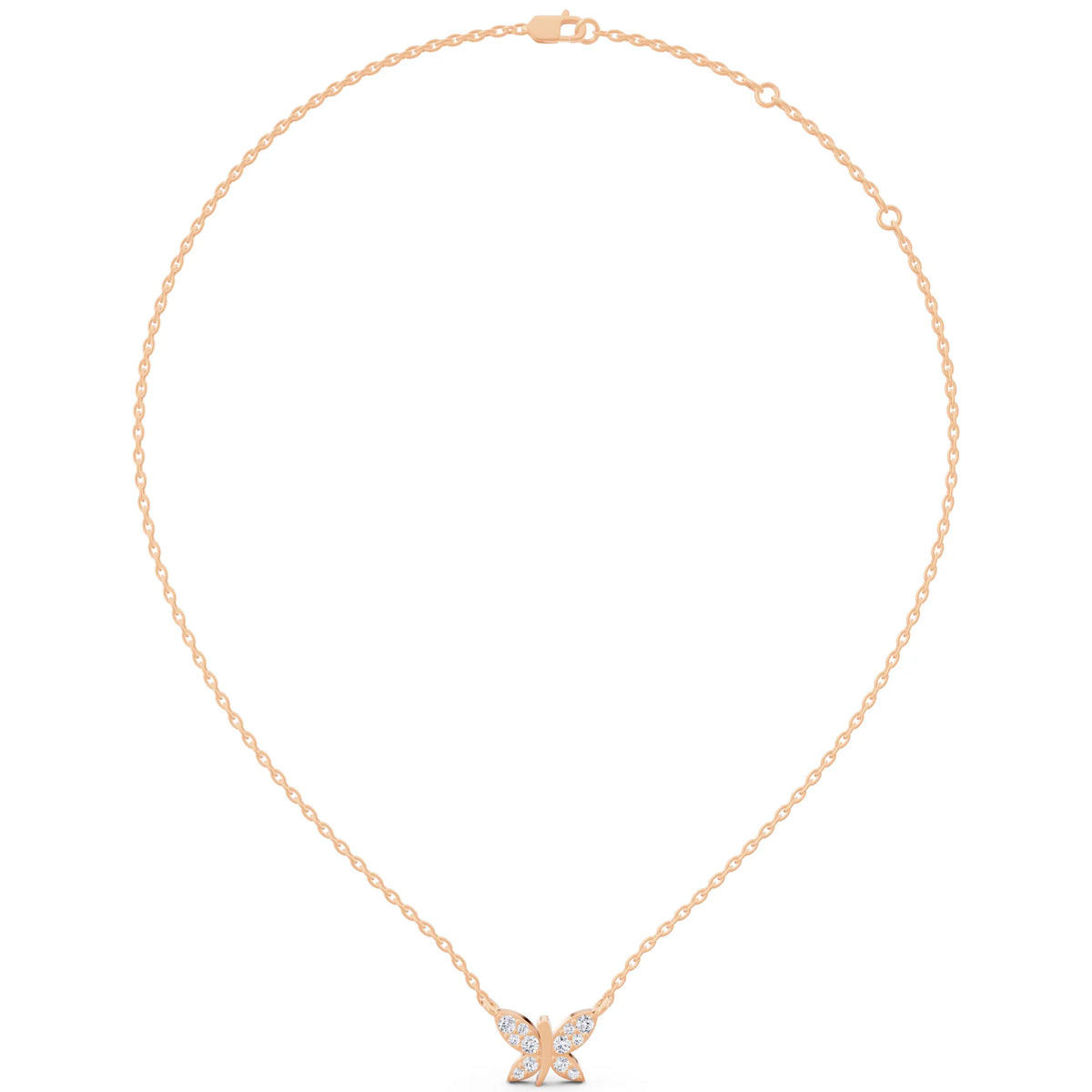 Rose Gold Butterfly Wing Lab Grown Diamond Pendant, view 5