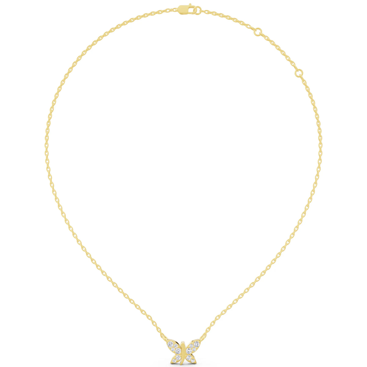 Yellow Gold Butterfly Wing Lab Grown Diamond Pendant, view 5