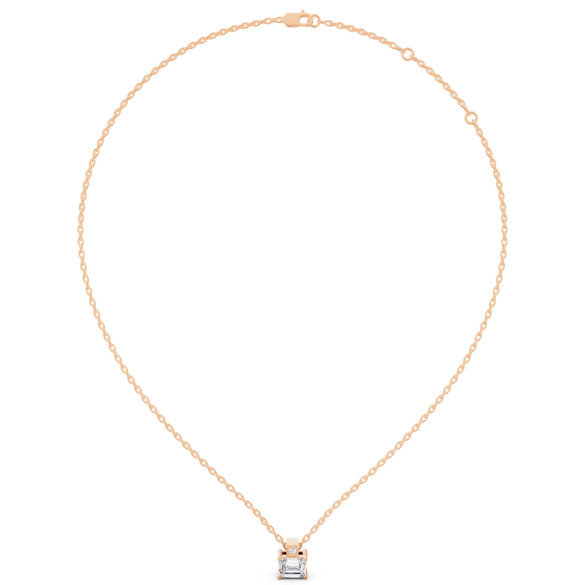 Rose Gold Emerald Lab Grown Diamond Accent Pendant, view 6