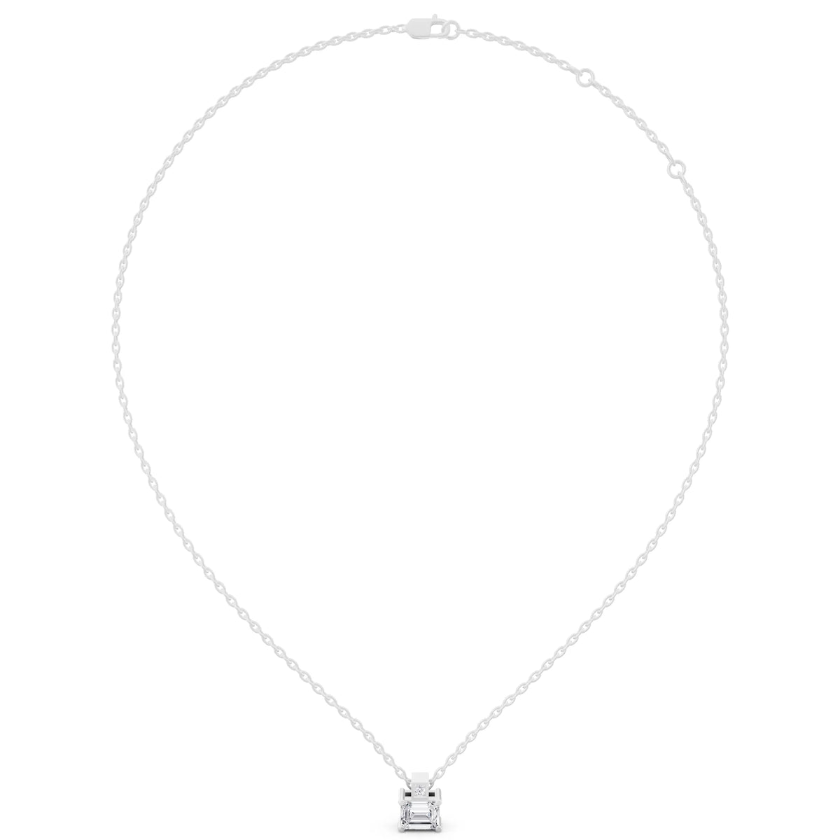 Emerald Lab Grown Diamond Accent Pendant, view 6