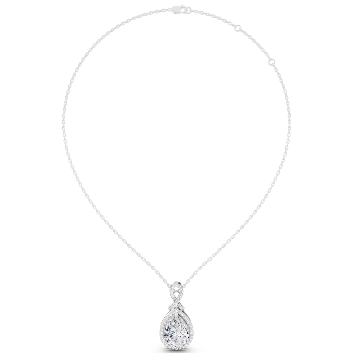 Pear Lab Grown Diamond Halo Infinity Bail Pendant, view 4