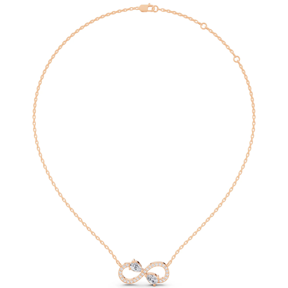 Rose Gold Infinity Pear Lab Grown Diamond Pendant, view 5