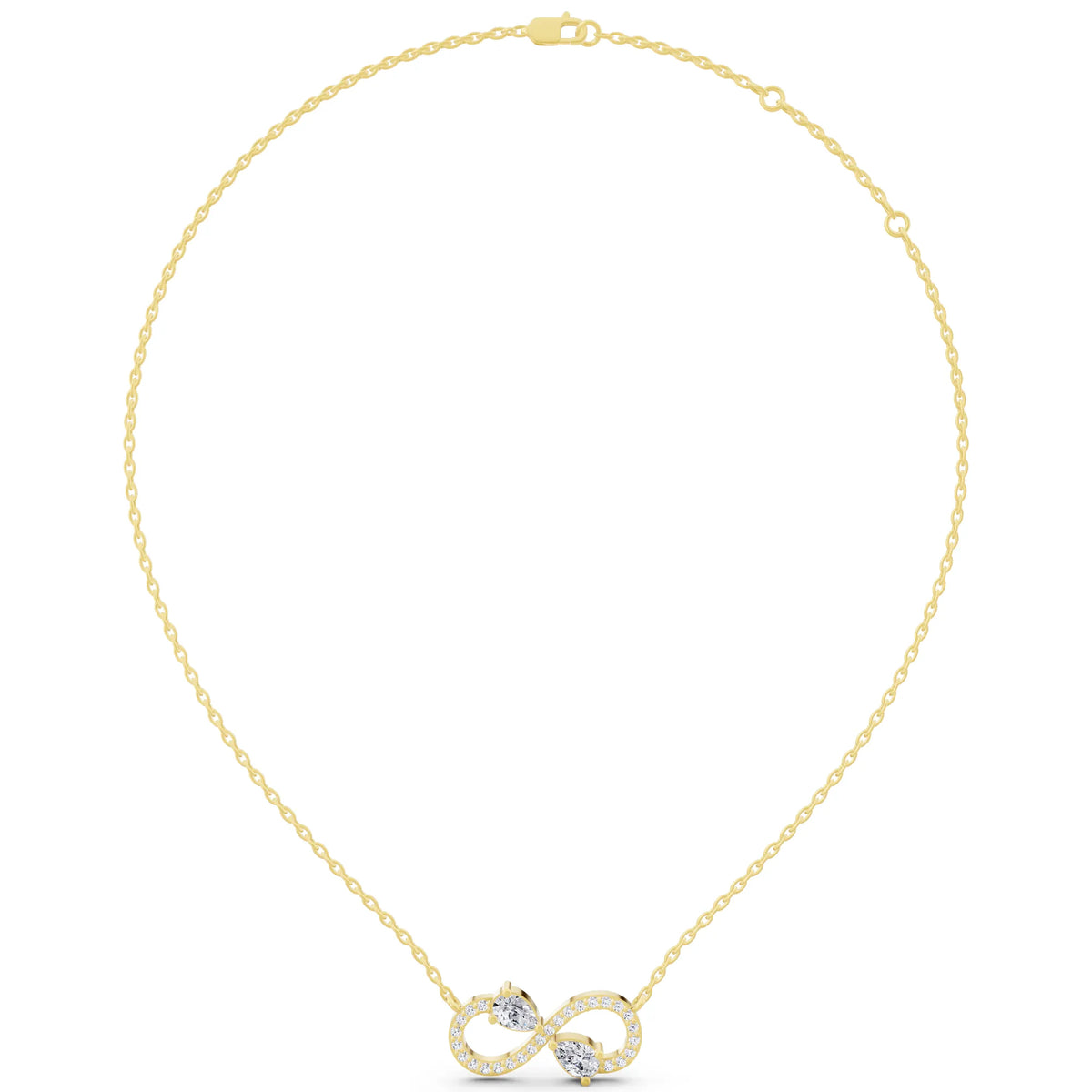 Yellow Gold Infinity Pear Lab Grown Diamond Pendant, view 6