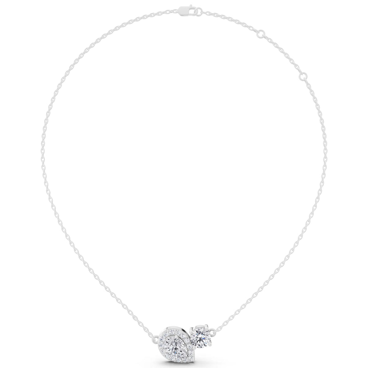 Pear Halo Round Two Stone Lab Grown Diamond Pendant, view 5