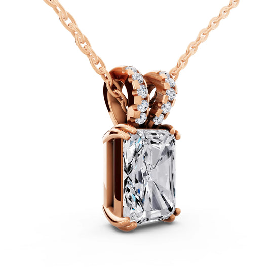 Rose Gold Radiant Lab Grown Diamond Split Bail Pendant, view 2