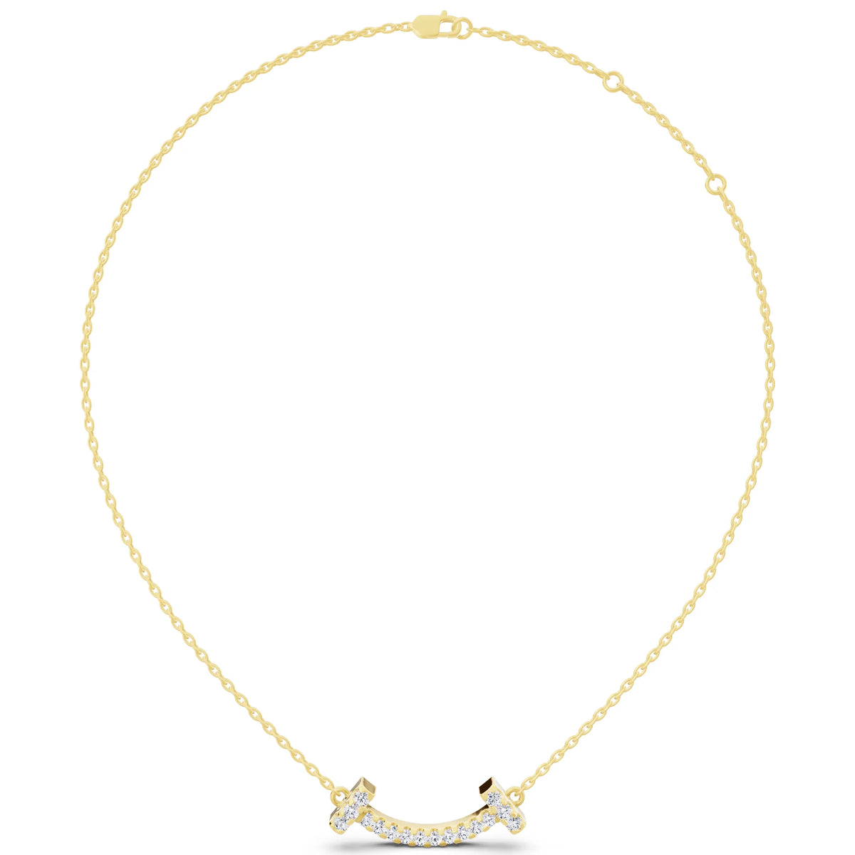 Yellow Gold Curved Bar Lab Grown Diamond Pendant, view 6