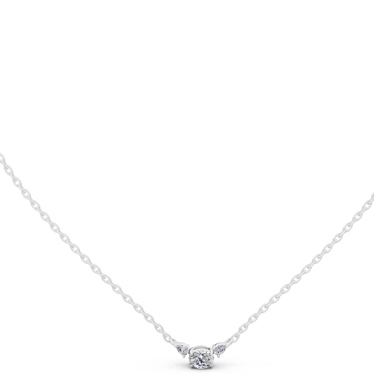 Oval Pear Three Stone Lab Grown Diamond Pendant, view 5