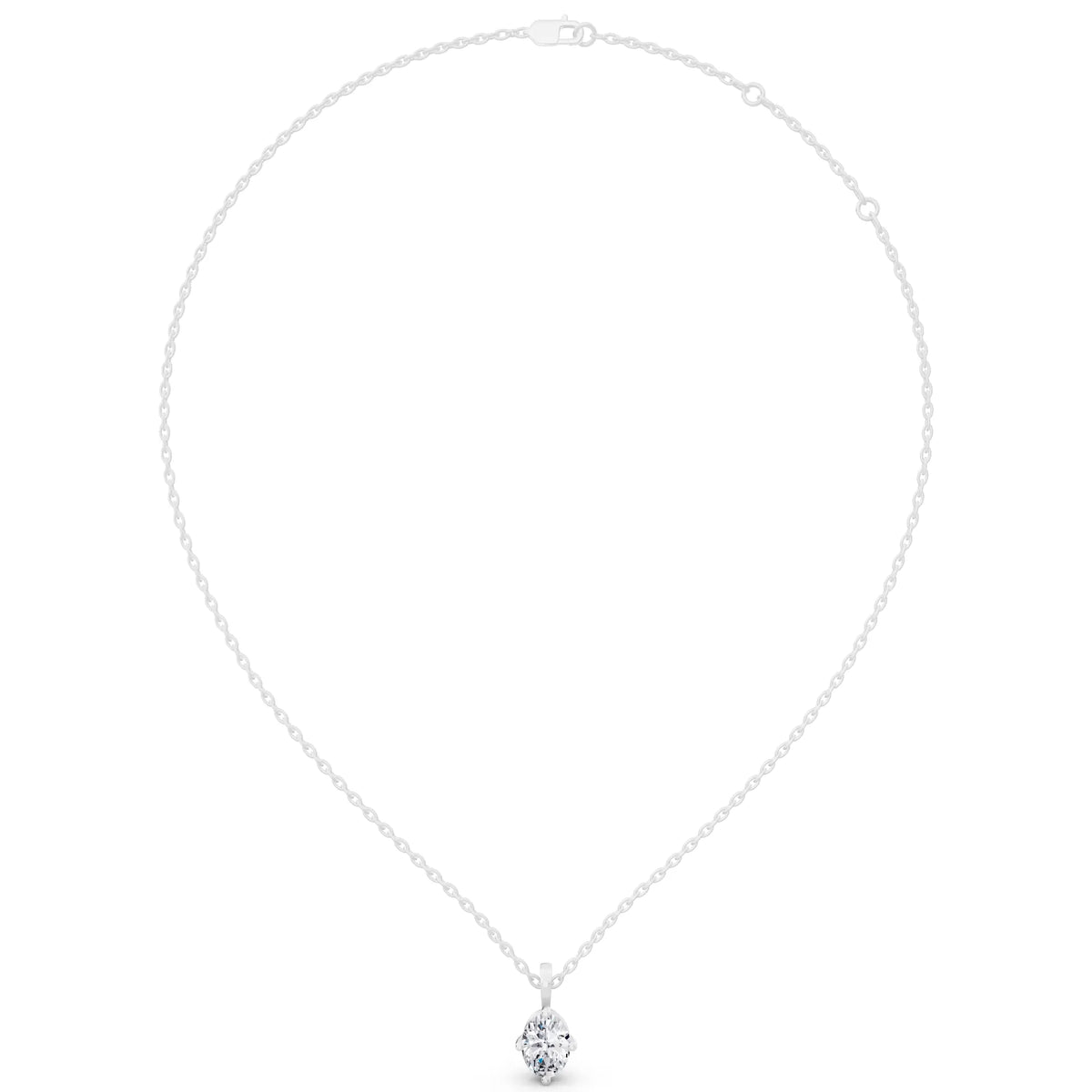 Oval Lab Grown Diamond Solitaire Pendant, view 5