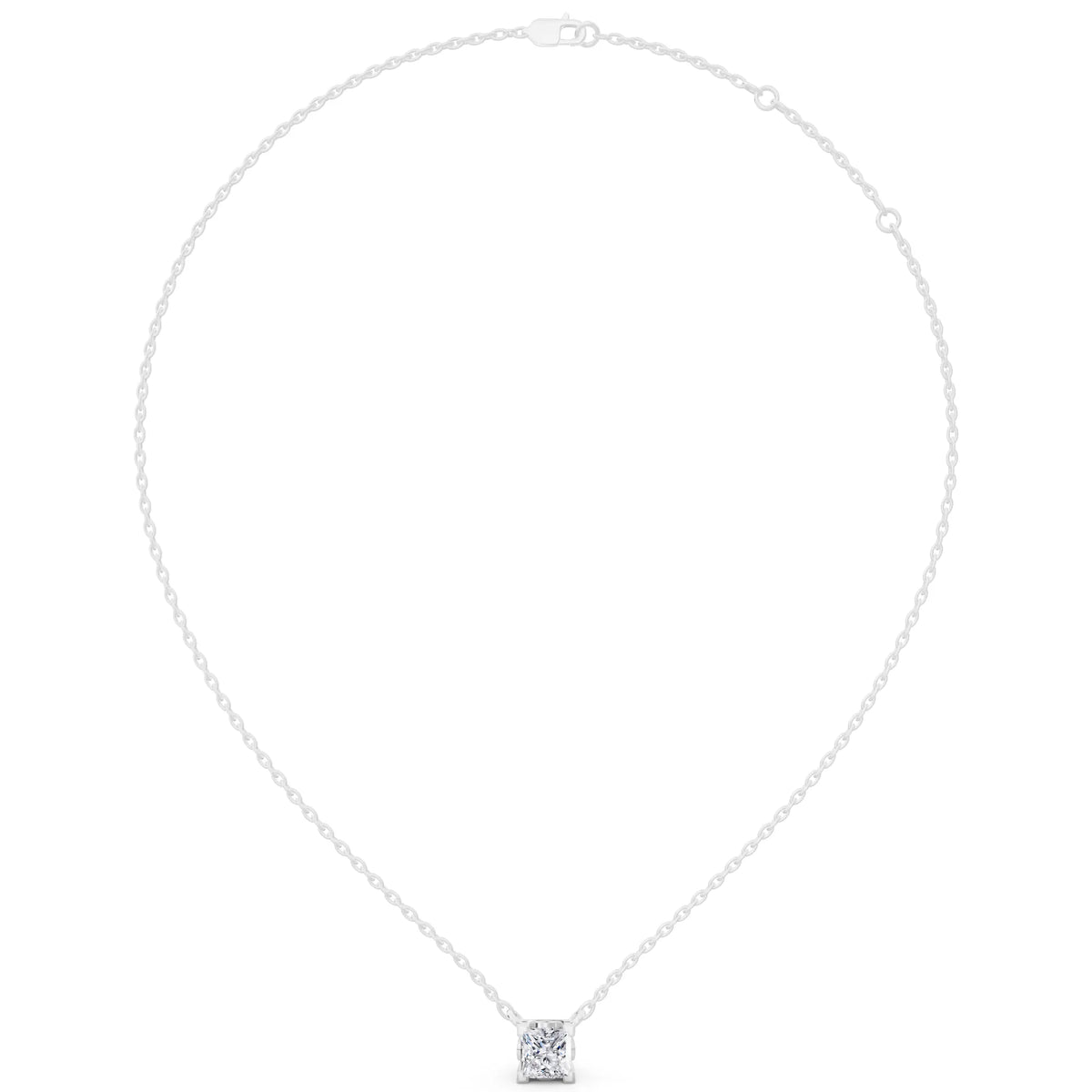 Princess Lab Grown Diamond Corner Prong Pendant, view 6