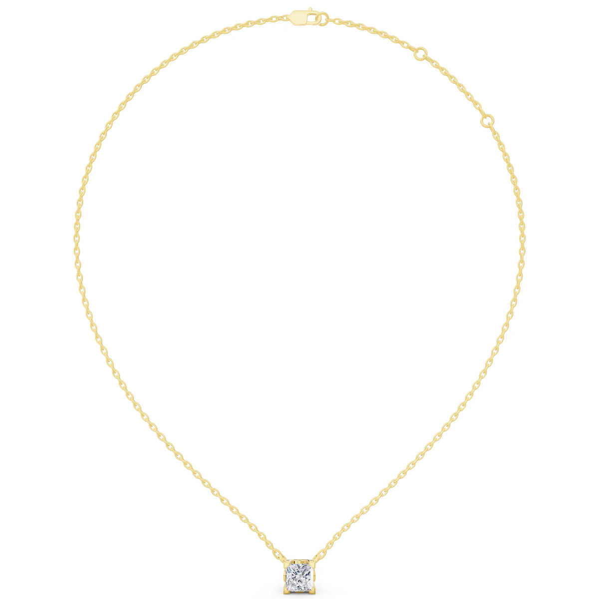 Yellow Gold Princess Lab Grown Diamond Corner Prong Pendant, view 6