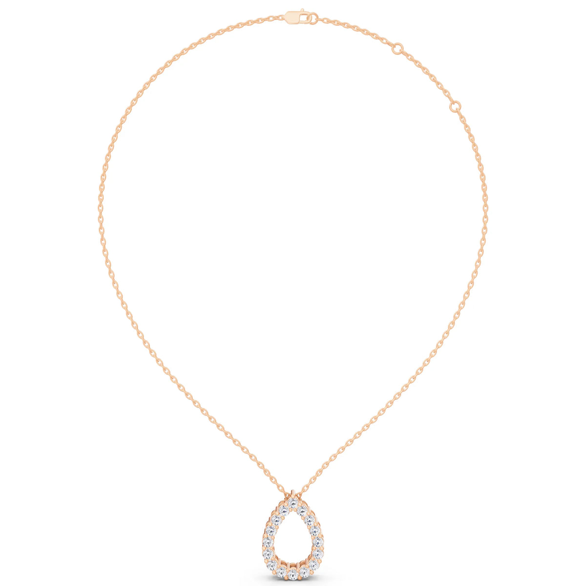 Rose Gold Open Pear Teardrop Lab Grown Diamond Pendant, view 6