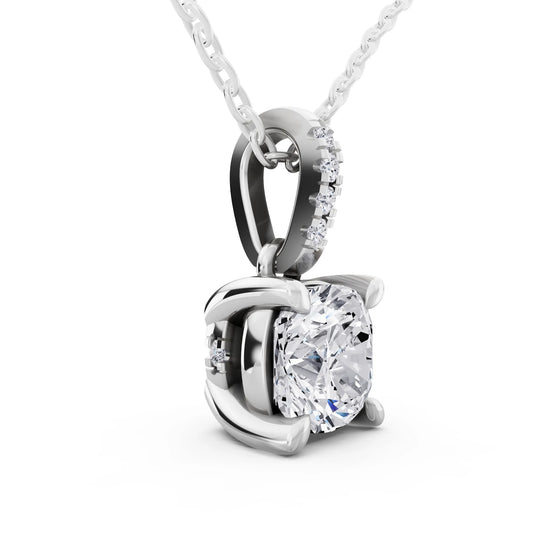 Cushion Lab Grown Diamond Accent Bail Pendant, view 2