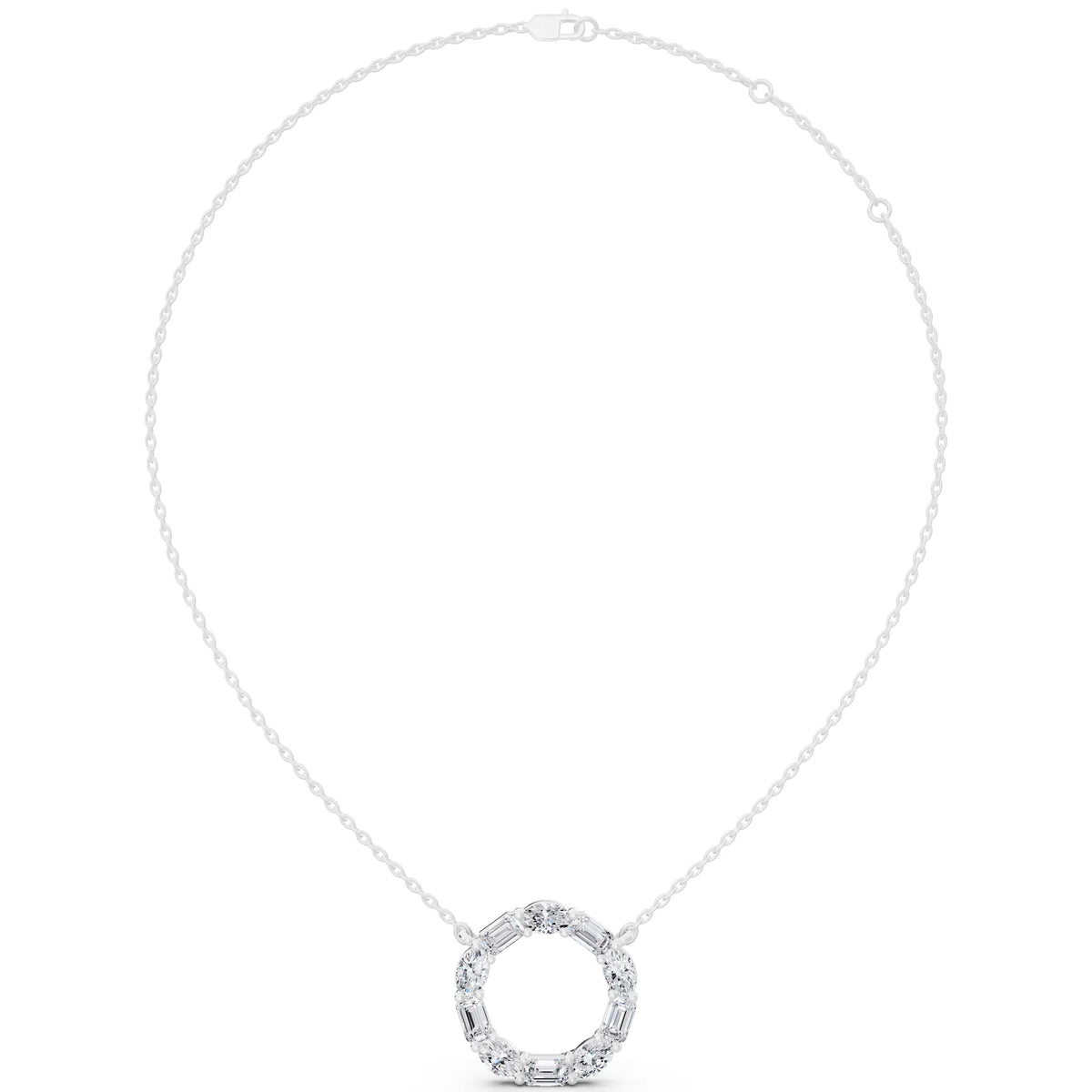 Oval Emerald Open Circle Lab Grown Diamond Pendant, view 6