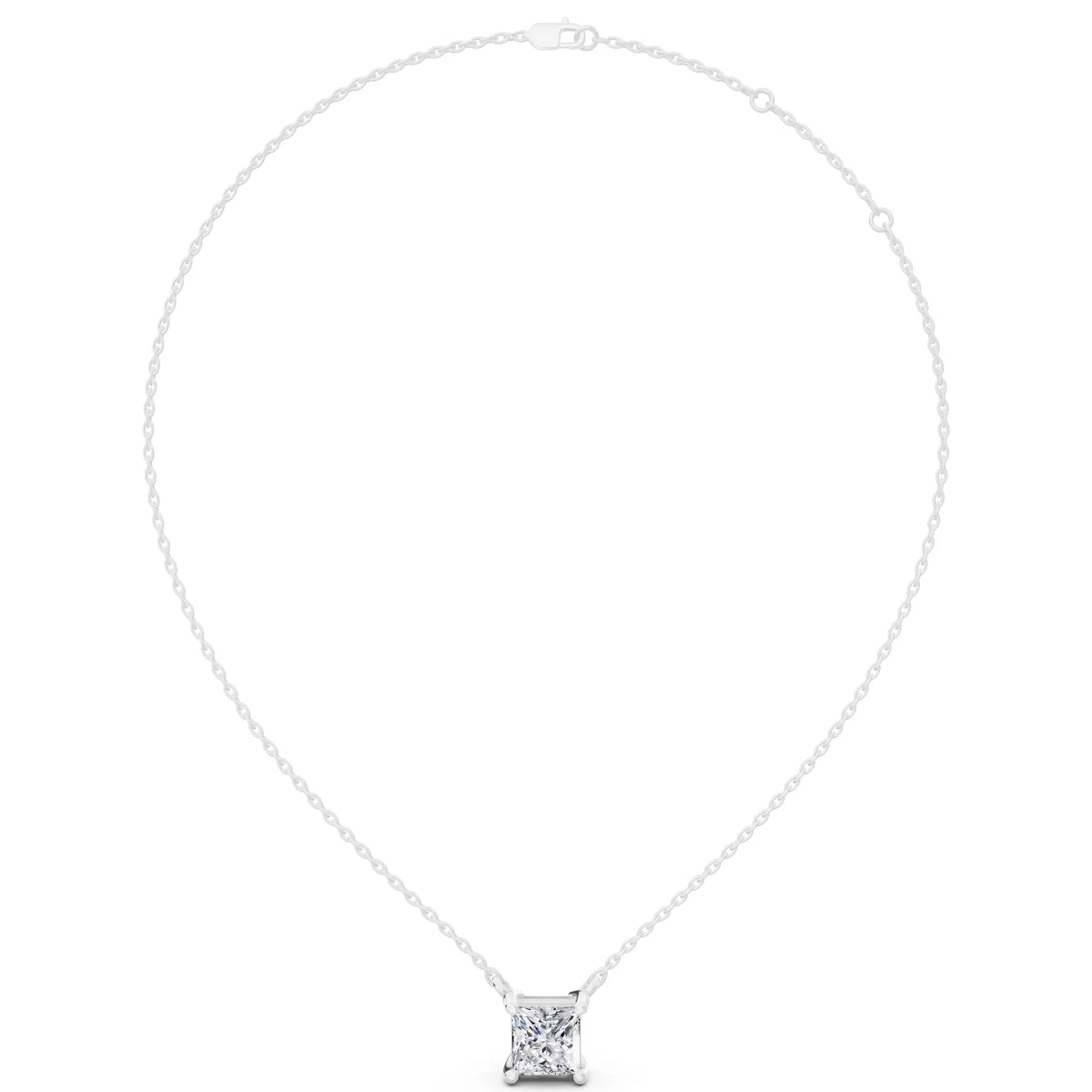 Minimalist Princess Lab Grown Diamond Pendant, view 4