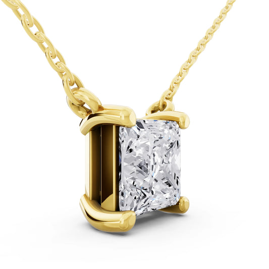 Yellow Gold Minimalist Princess Lab Grown Diamond Pendant, view 2