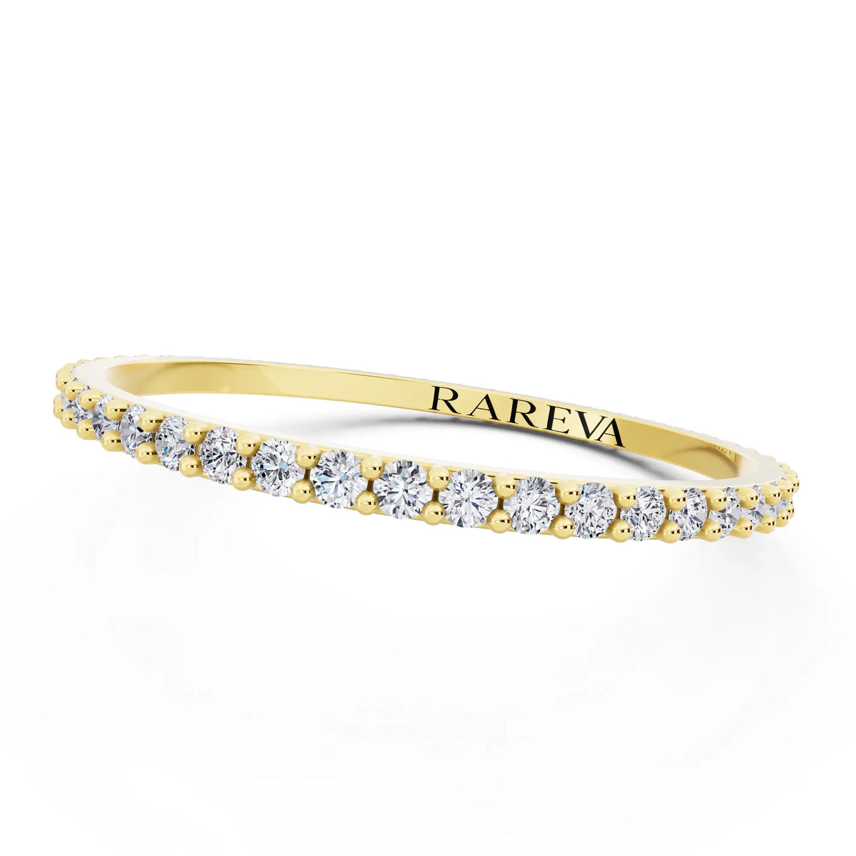 10K Yellow Gold Round Cut Diamond 4 Prong Eternity Band - 1.6mm - Close up