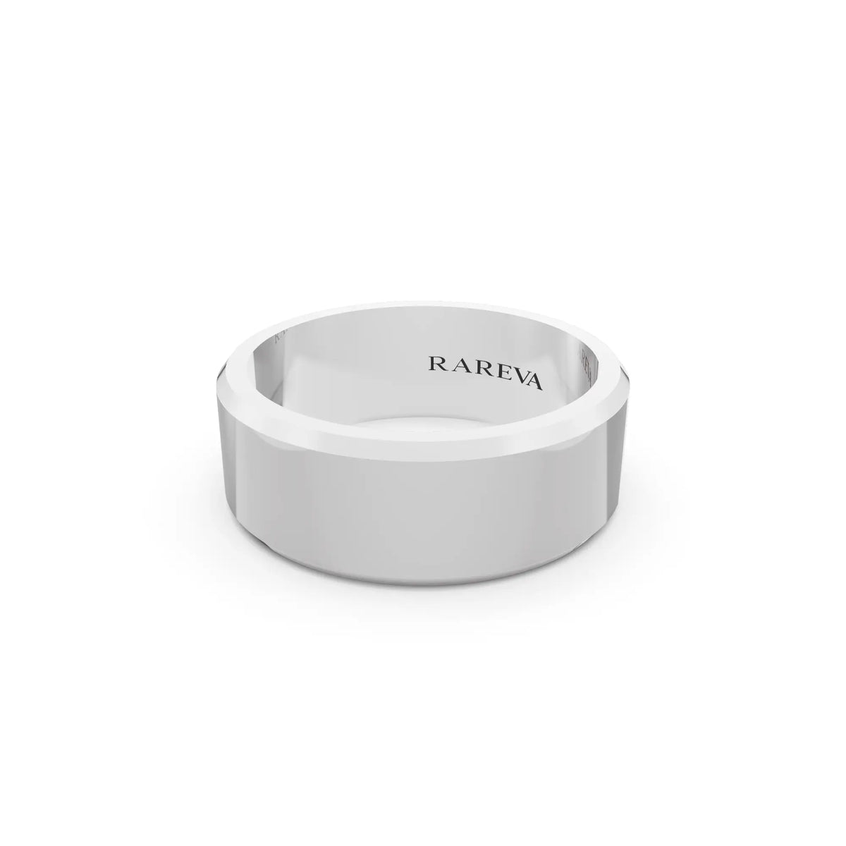 Silver Men's Slim Bevel Flat Wedding Band - 7mm - Close up