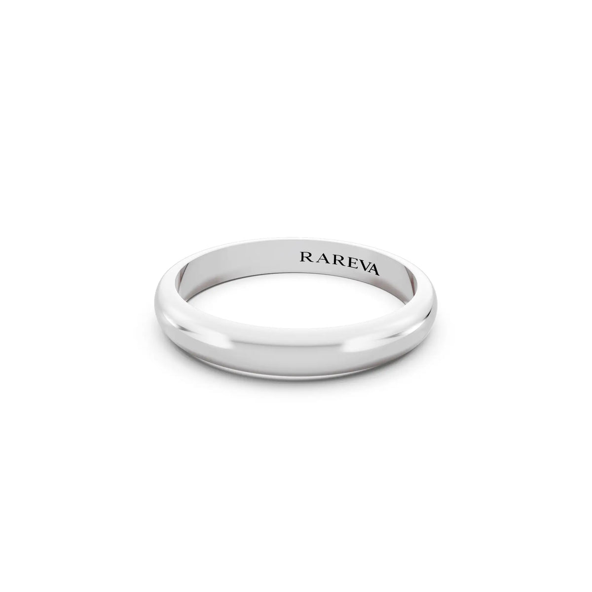 14K White Gold Men's Classic Dome Wedding Band - 3mm - Close up