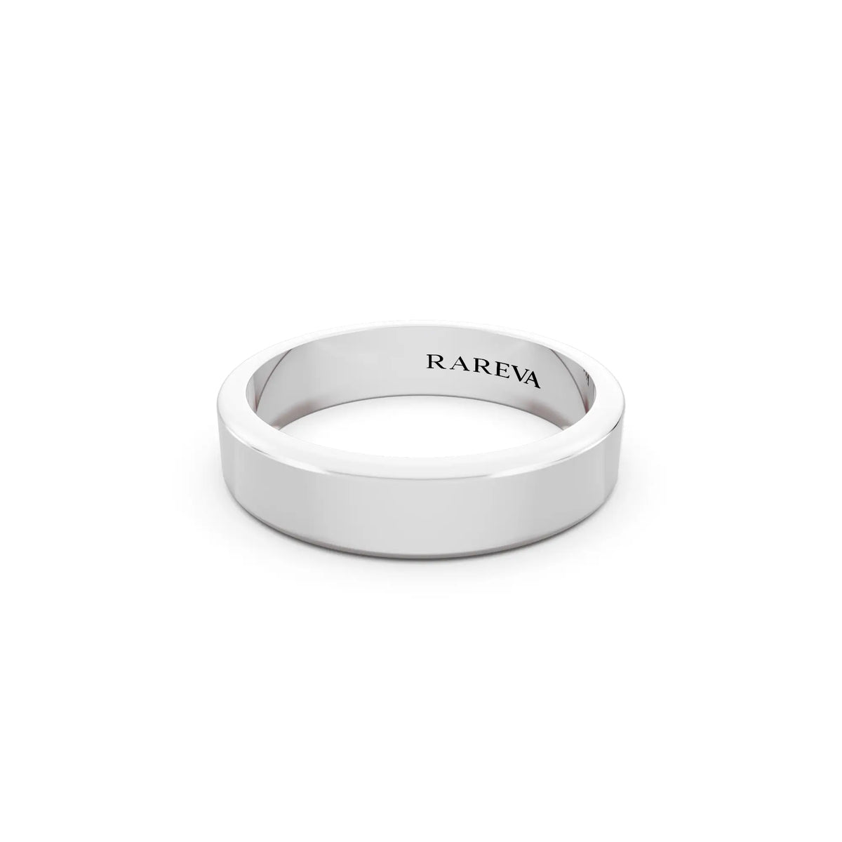 Silver Men's Flat Wedding Band - 4.5mm - Close up