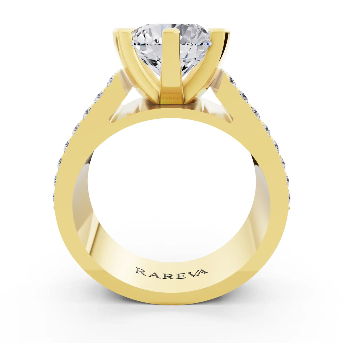 18 KT Yellow Gold Round Cut Diamond Solitaire Ring with Celtic Knot Band - Through