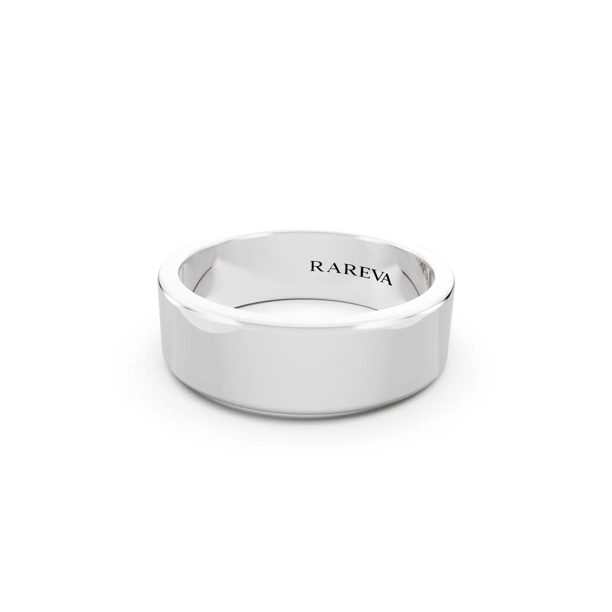 Silver Men's Soft Edge Flat Wedding Band - 6mm - Close up