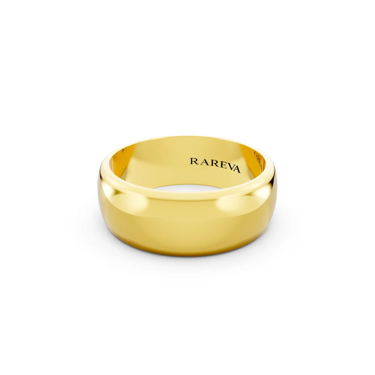 10K Yellow Gold Men's Classic Dome Wedding Band - 7mm - Close up