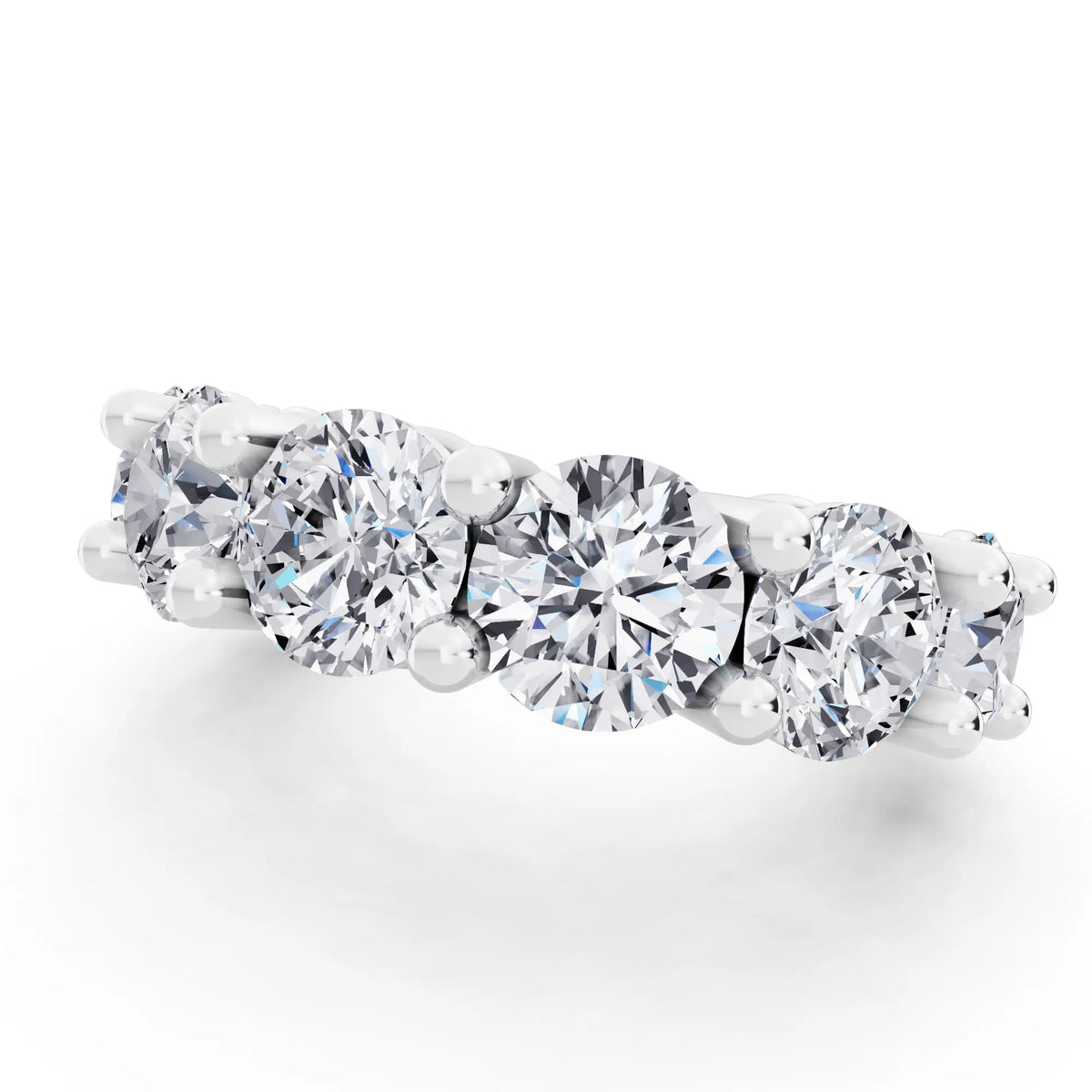 Platinum Seven Stone Round Cut Diamond Half Eternity Wedding Band - 3mm - Close up