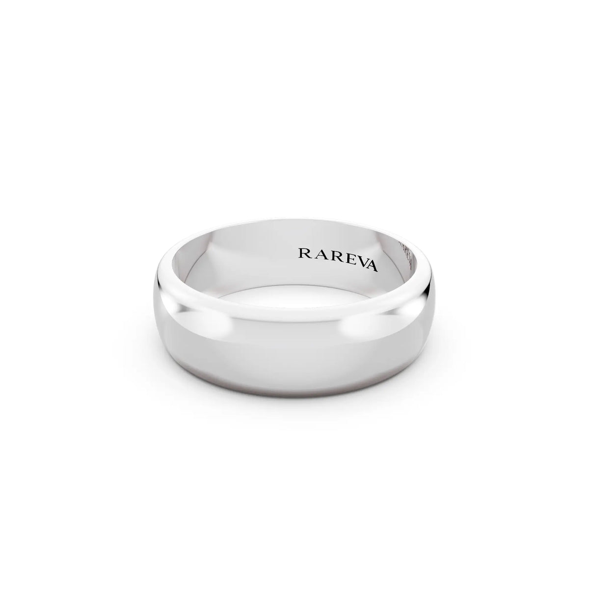 10K White Gold Men's Classic Dome Wedding Band - 6mm - Close up