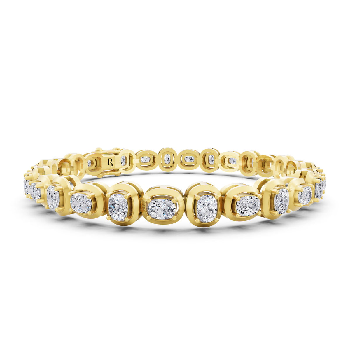 14K Yellow Gold Cushion Cut Diamond Tennis Bracelet - Top1