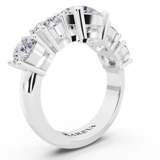 Platinum Round Cut Diamond Five Stone Ring with Channel Set Band - Top view