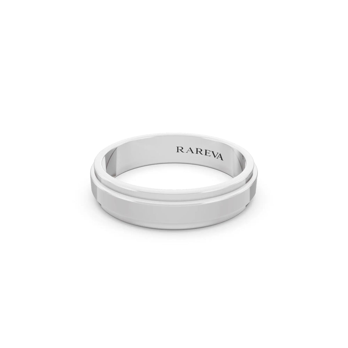Platinum Men's Step Edge Wedding Band - 4.5mm - Close up