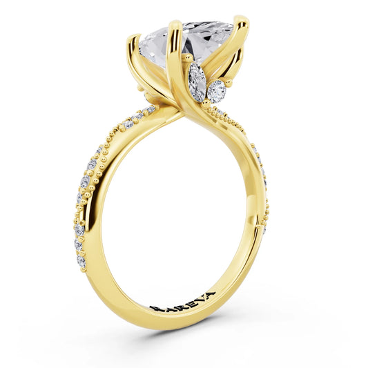 14 KT Yellow Gold Marquise Cut Diamond Ring with Marquise Accent - top view