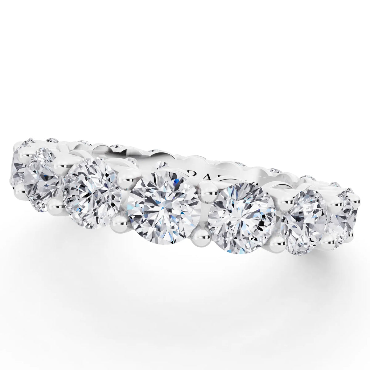 Silver Round Cut Diamond Unity Prong Eternity Band - 3.6mm - Close up
